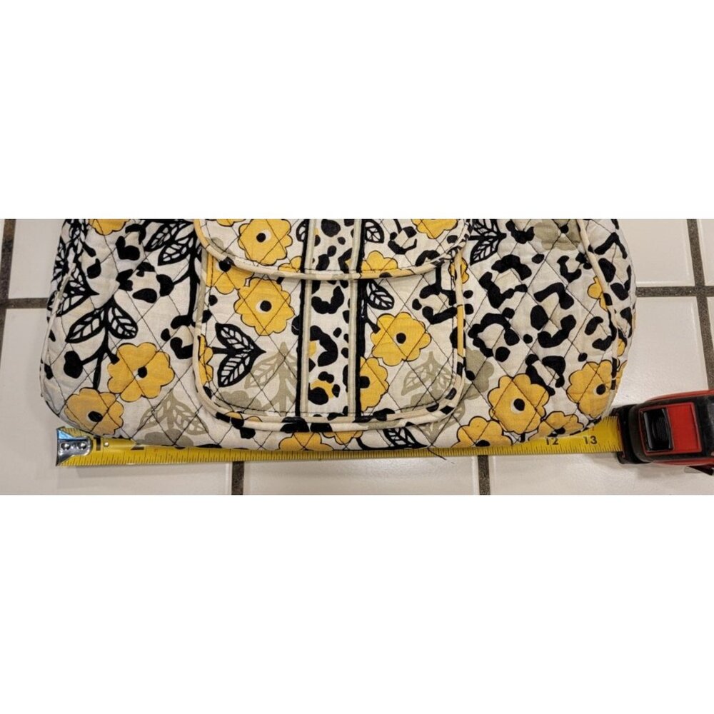 Vera Bradley “Go Wild” Quilted Shoulder Bag Yellow Floral Leopard Print Zip Tote - Picture 16 of 16